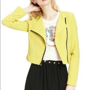 Yellow Rachel Roy moto cropped jacket size 10
